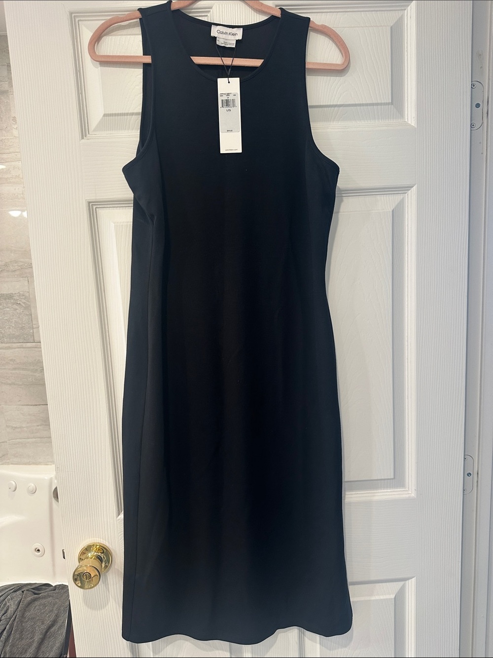 Calvin Klein elegant Black Sleeveless Midi Sheath Dress